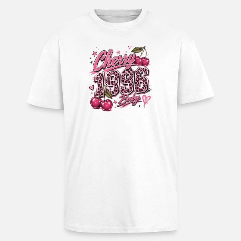 Cherry 1996 Bébé Léopard - T-shirt unisexe oversize épais - blanc