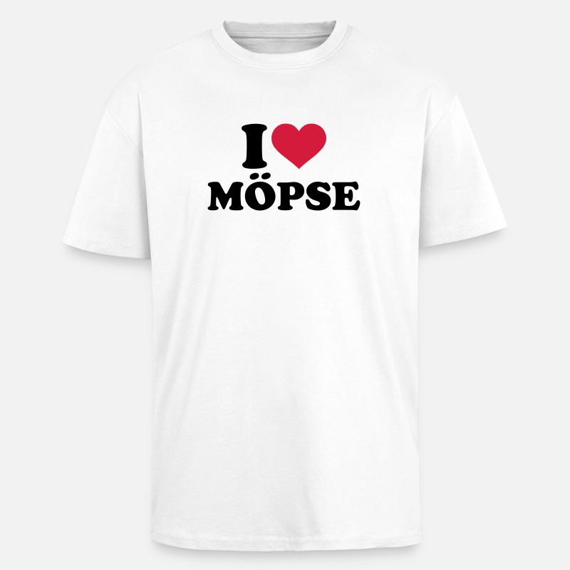 Mops - Oversized Heavyweight Unisex T-Shirt - Weiß