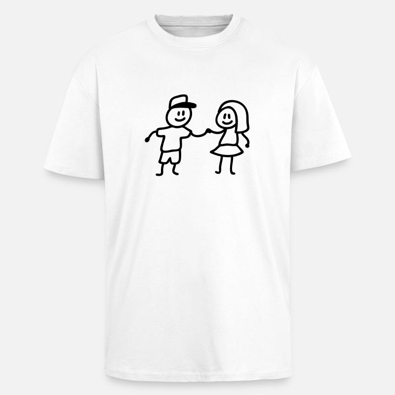 Junge Mädchen spielen - Oversized Heavyweight Unisex T-Shirt - Weiß