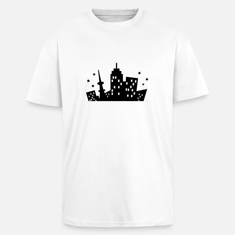 Skyline einer Stadt - Oversized Heavyweight Unisex T-Shirt - Weiß