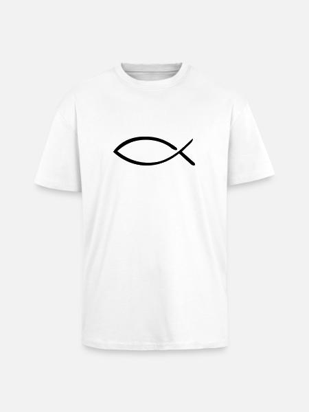 Jésus Poisson - T-shirt unisexe oversize épais - blanc