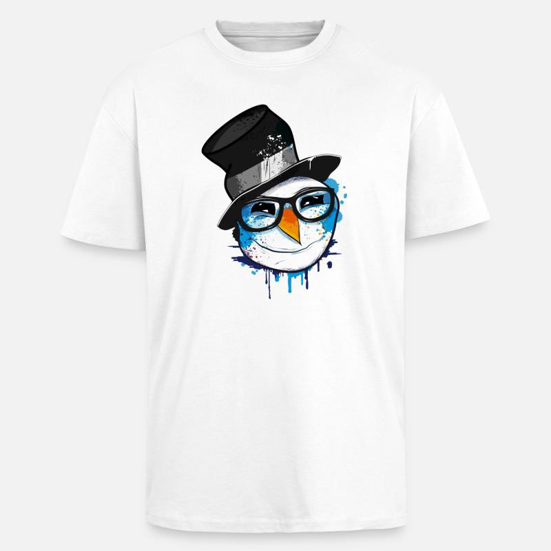 Schneemann mit Nerd Brille - Oversized Heavyweight Unisex T-Shirt - Weiß