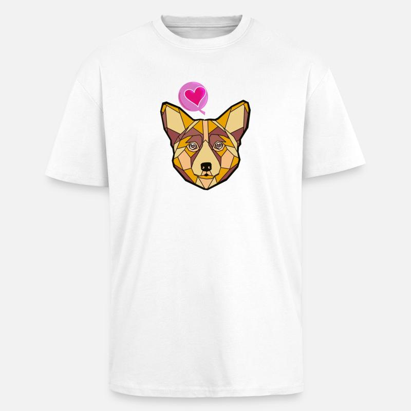 Geometrischer Hund mit Herz - Oversized Heavyweight Unisex T-Shirt - Weiß