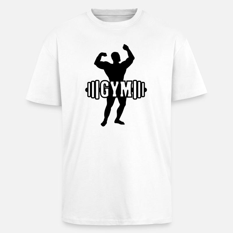 Bodybuilder image image logo gym - T-shirt unisexe oversize épais - blanc