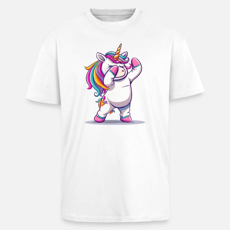 Regenbogen Dab Einhorn - Oversized Heavyweight Unisex T-Shirt - Weiß