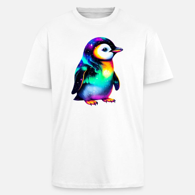 Pingouin - T-shirt unisexe oversize épais - blanc
