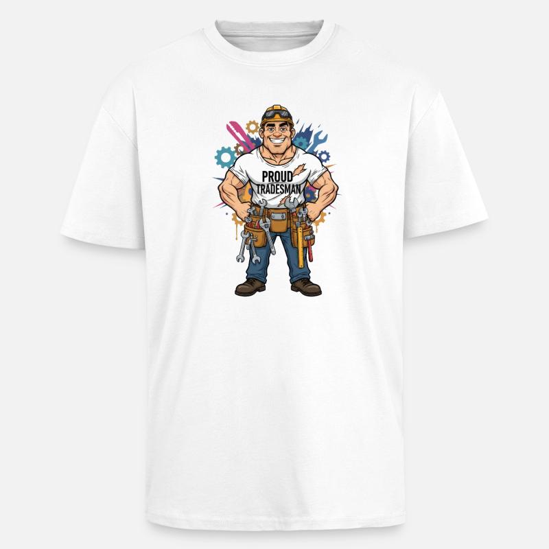 Stolzer Handwerker Comicstil Handwerk Beruf Design - Oversized Heavyweight Unisex T-Shirt - Weiß
