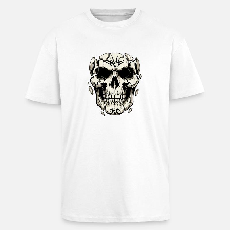 Splintering Skull – Gothic Graphics - Unisex Oversized Heavyweight T-shirt - white