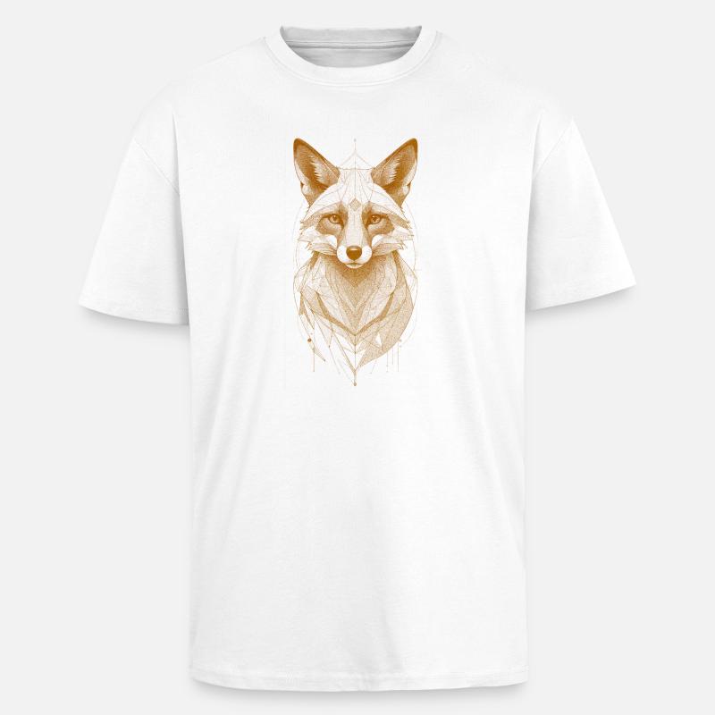 Wolfkopf mit Mandala-Krone - Oversized Heavyweight Unisex T-Shirt - Weiß