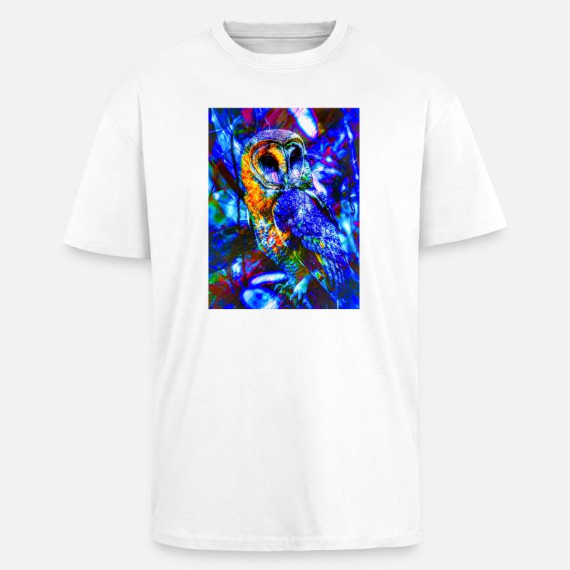 Neoneule im psychedelischen Licht - Oversized Heavyweight Unisex T-Shirt - Weiß