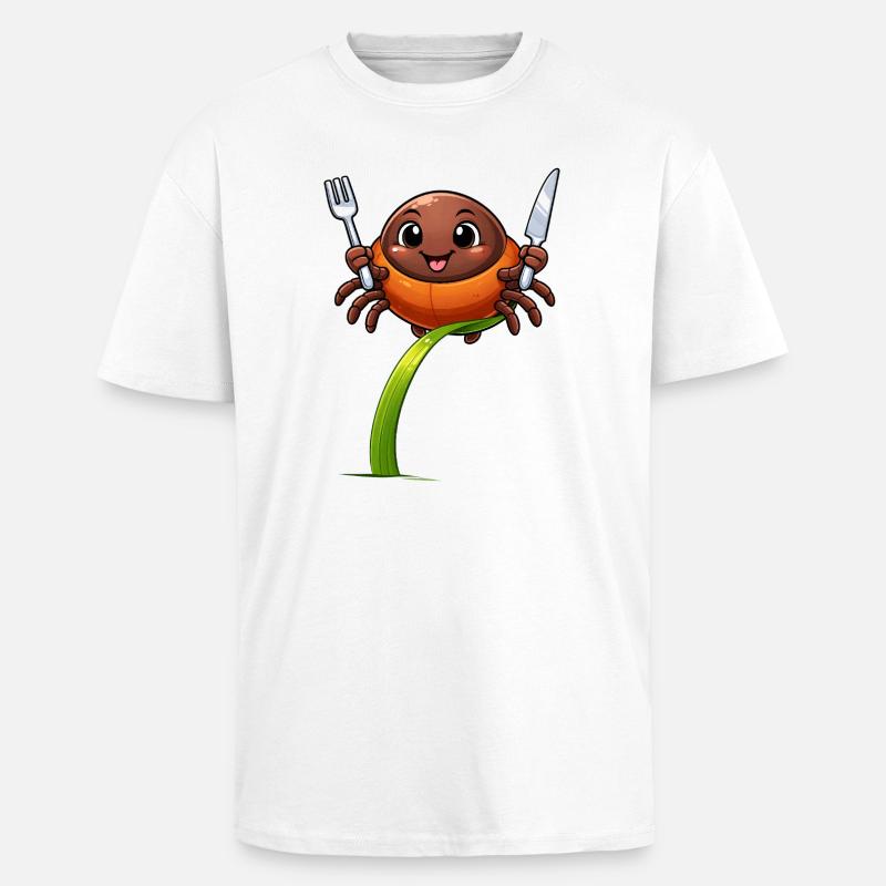 Tick drôle avec des couverts - T-shirt unisexe oversize épais - blanc