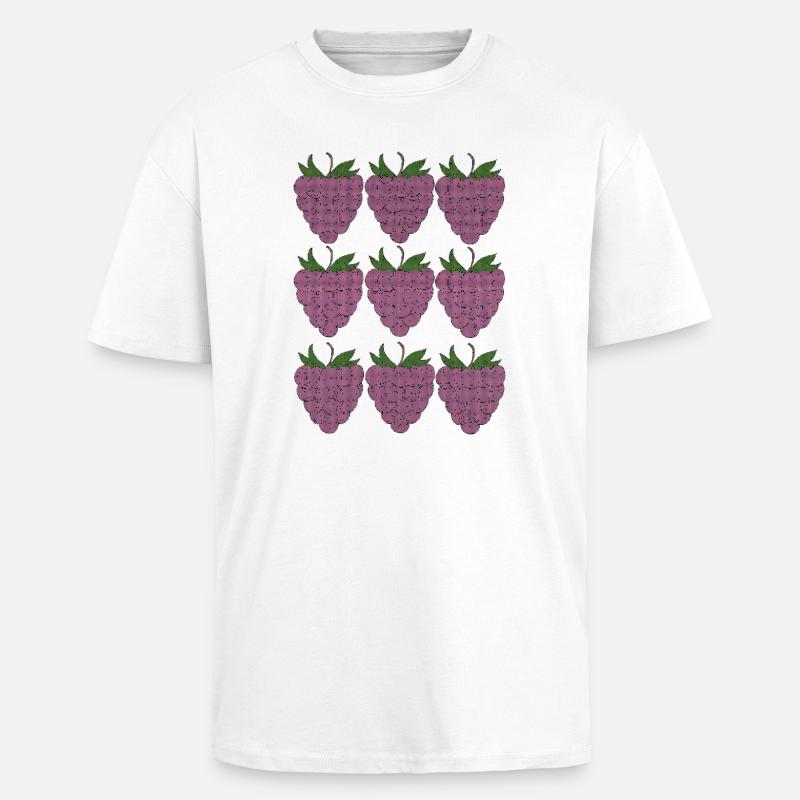 raspberry pattern textile - Unisex Oversized Heavyweight T-shirt - white