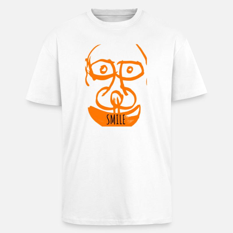 Oranges Doodle-Lächeln - Oversized Heavyweight Unisex T-Shirt - Weiß