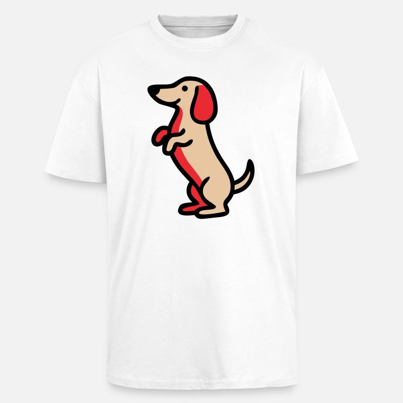 Petit teckel Mec Comic - T-shirt unisexe oversize épais - blanc