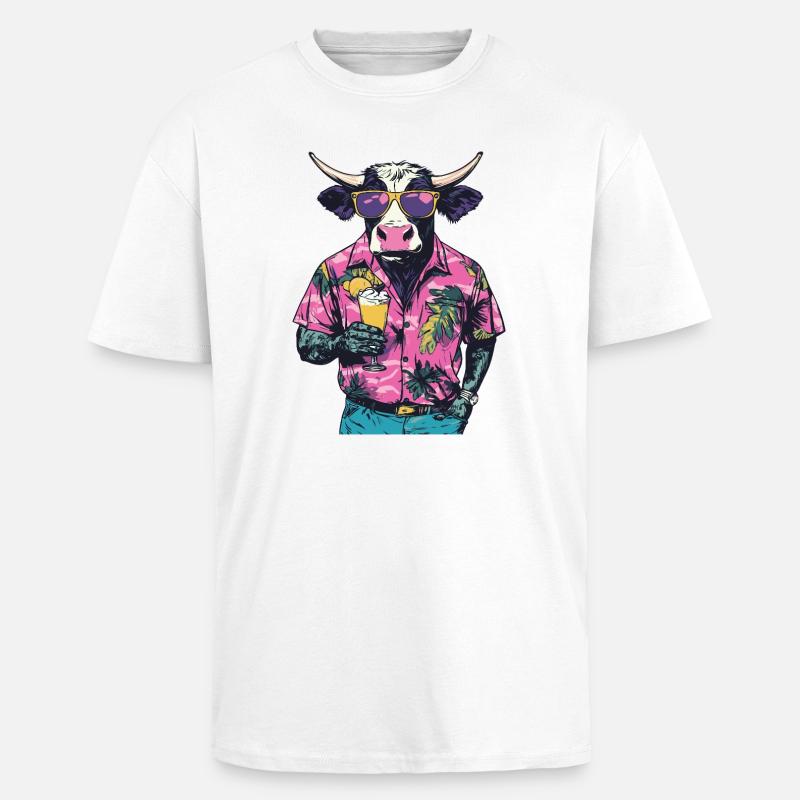 Cow Comic Summer - Unisex Oversized Heavyweight T-shirt - white