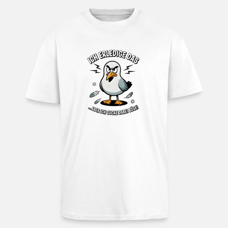 Möwe Seevogel Nen scheiss muss ich - Oversized Heavyweight Unisex T-Shirt - Weiß