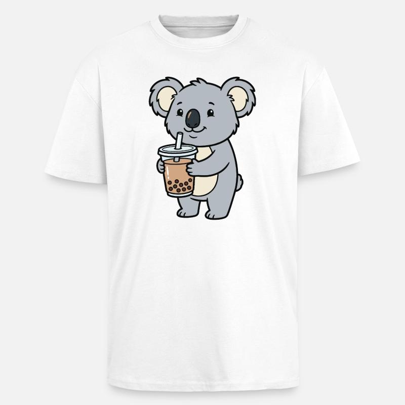 Koala-Bubble-Tea - Oversized Heavyweight Unisex T-Shirt - Weiß