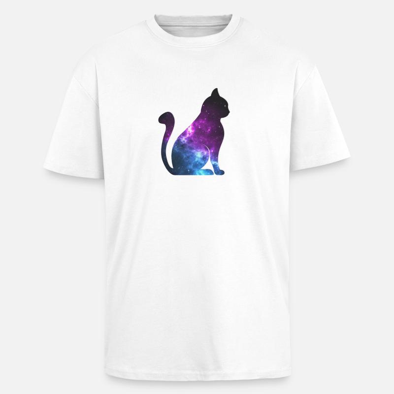 Galaxy Cat Space Gift - Unisex Oversized Heavyweight T-shirt - white
