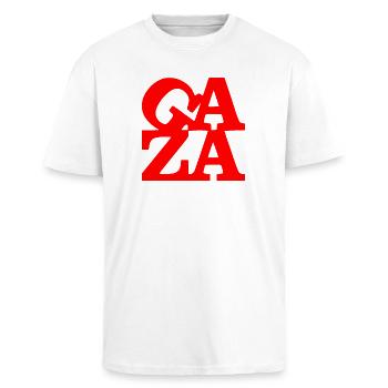 Gaza - T-shirt unisexe oversize épais - blanc - Devant - Alina (178cm) & Michal (187cm)