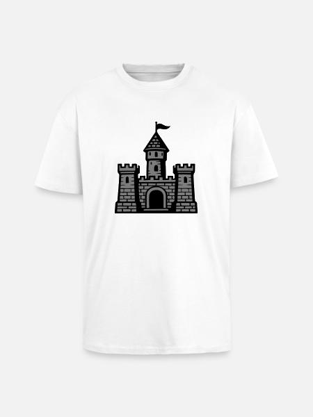 Castle Symbol Stone Wall - Unisex Oversized Heavyweight T-shirt - white