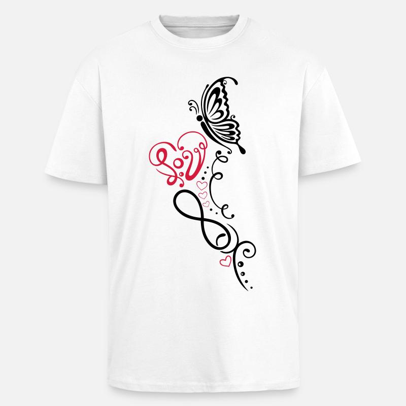 Herz mit Schmetterling, infinity - Oversized Heavyweight Unisex T-Shirt - Weiß