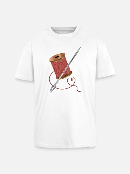 Ago e filo da cucito con tanto amore - T-shirt unisex oversize pesante - bianco