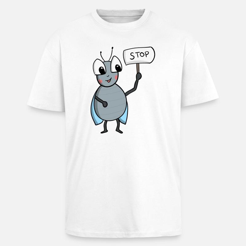 Fliege mit STOP Schild - Oversized Heavyweight Unisex T-Shirt - Weiß