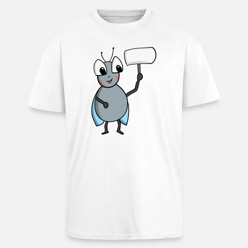 Fliege mit Schild - Oversized Heavyweight Unisex T-Shirt - Weiß