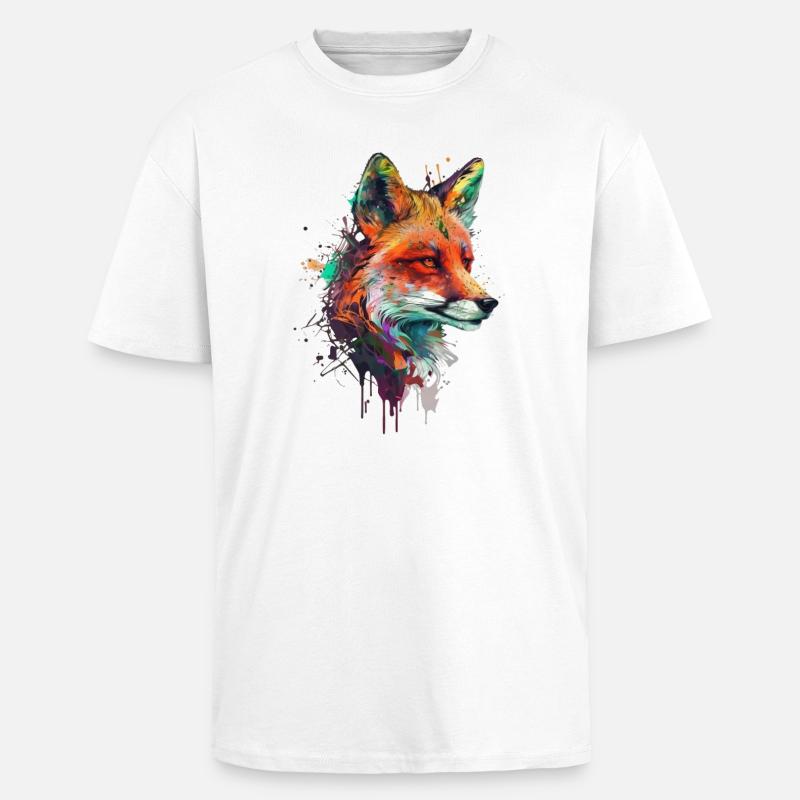 fuchs mit bunten farbklecksen - Oversized Heavyweight Unisex T-Shirt - Weiß