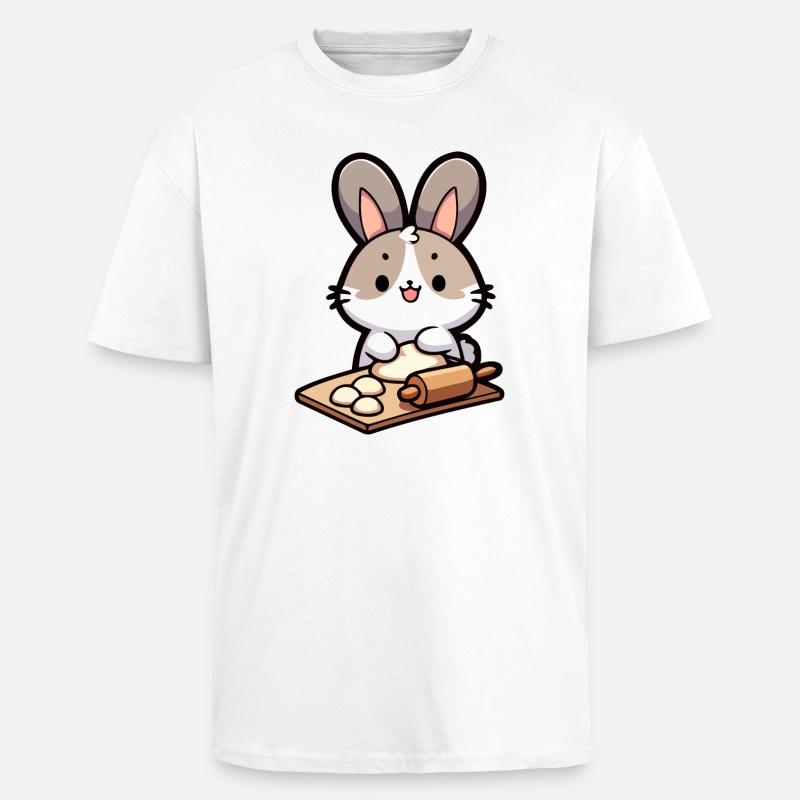 Bunny Baker: Der Teig-Delighter - Oversized Heavyweight Unisex T-Shirt - Weiß