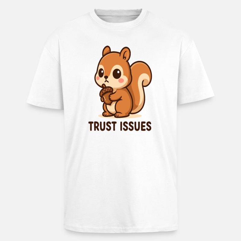Squirrels with Trust Issues - Unisex Oversized Heavyweight T-shirt - white