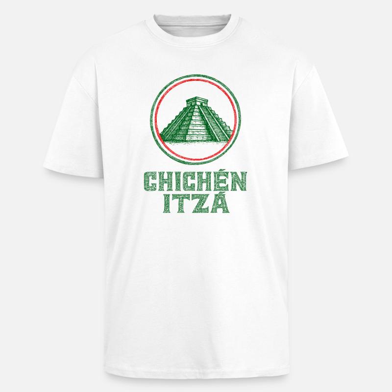 Chichén Itzá Tempel Flagge Mexiko - Oversized Heavyweight Unisex T-Shirt - Weiß