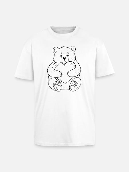 Teddybär mit Herz – kuschelige Liebe - Oversized Heavyweight Unisex T-Shirt - Weiß