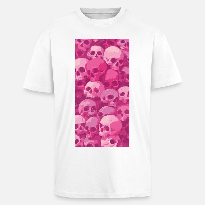 Pink Skull Muster - Oversized Heavyweight Unisex T-Shirt - Weiß