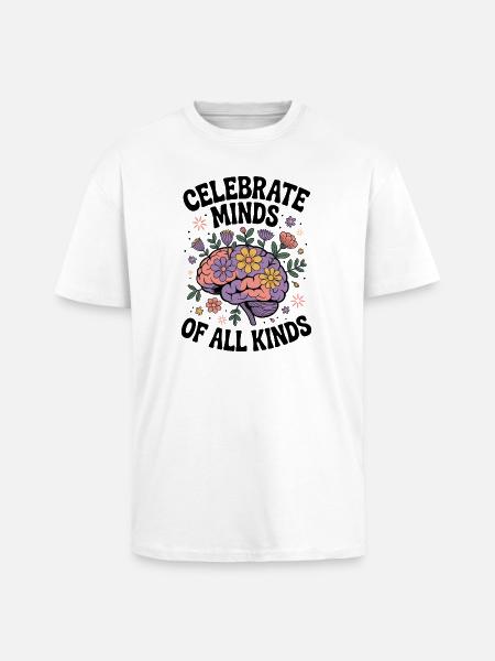Neurodivergent Brain – ADHD & Autism Flowers - Unisex Oversized Heavyweight T-shirt - white