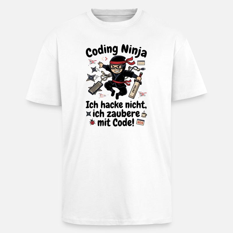 Coder Ninja Programmierer Humor - Oversized Heavyweight Unisex T-Shirt - Weiß