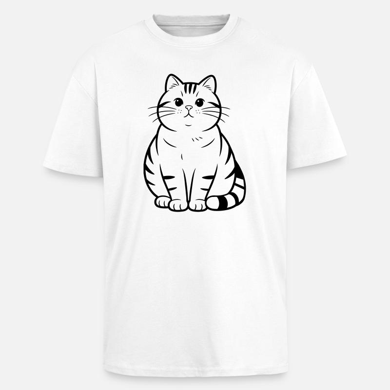gros chat mignon - T-shirt unisexe oversize épais - blanc