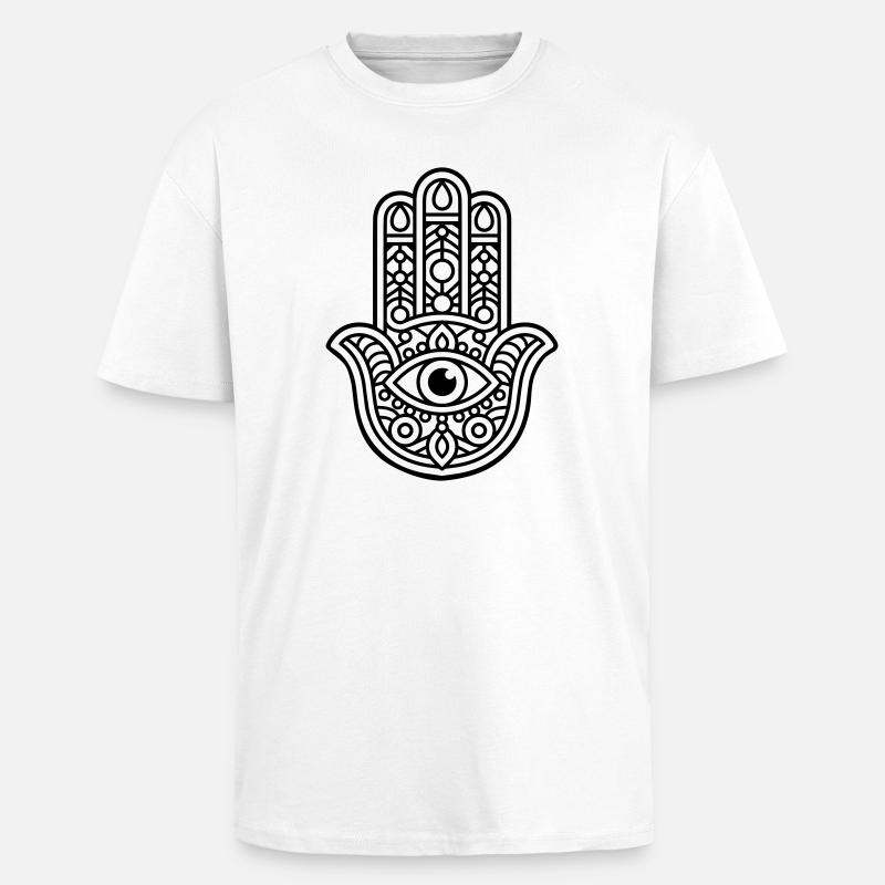 Panneau Hamsa - T-shirt unisexe oversize épais - blanc