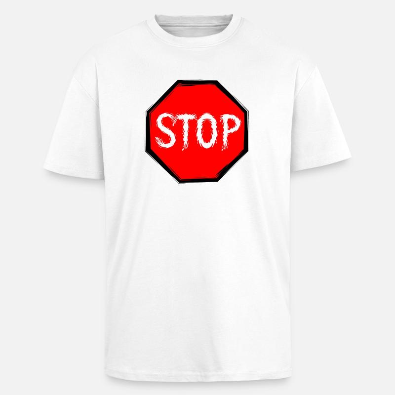 Stop shield vector - Unisex Oversized Heavyweight T-shirt - white