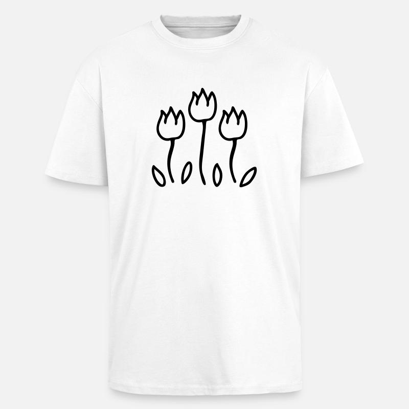 Tulpengarten - Line - Oversized Heavyweight Unisex T-Shirt - Weiß