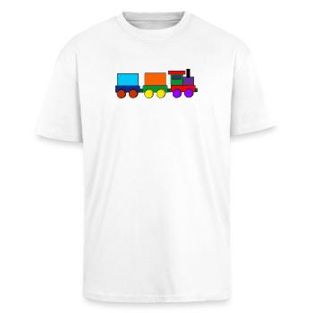 Train jouet - T-shirt unisexe oversize épais - blanc - Devant - Alina (178cm) & Michal (187cm)