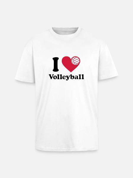 Ich liebe Volleyball - Oversized Heavyweight Unisex T-Shirt - Weiß