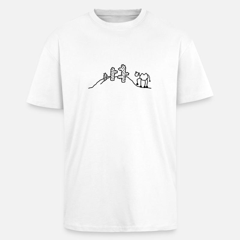 Kamel & Kaktus - Oversized Heavyweight Unisex T-Shirt - Weiß