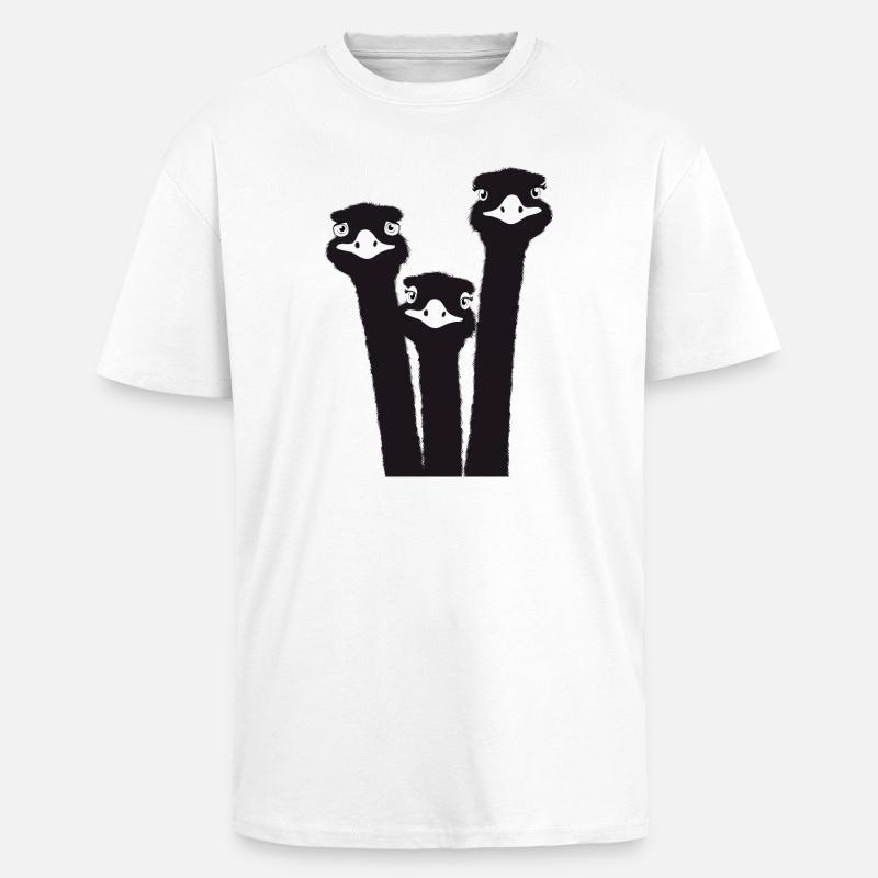 Nandu, Straußenkopf, Emu, Strauß - Oversized Heavyweight Unisex T-Shirt - Weiß