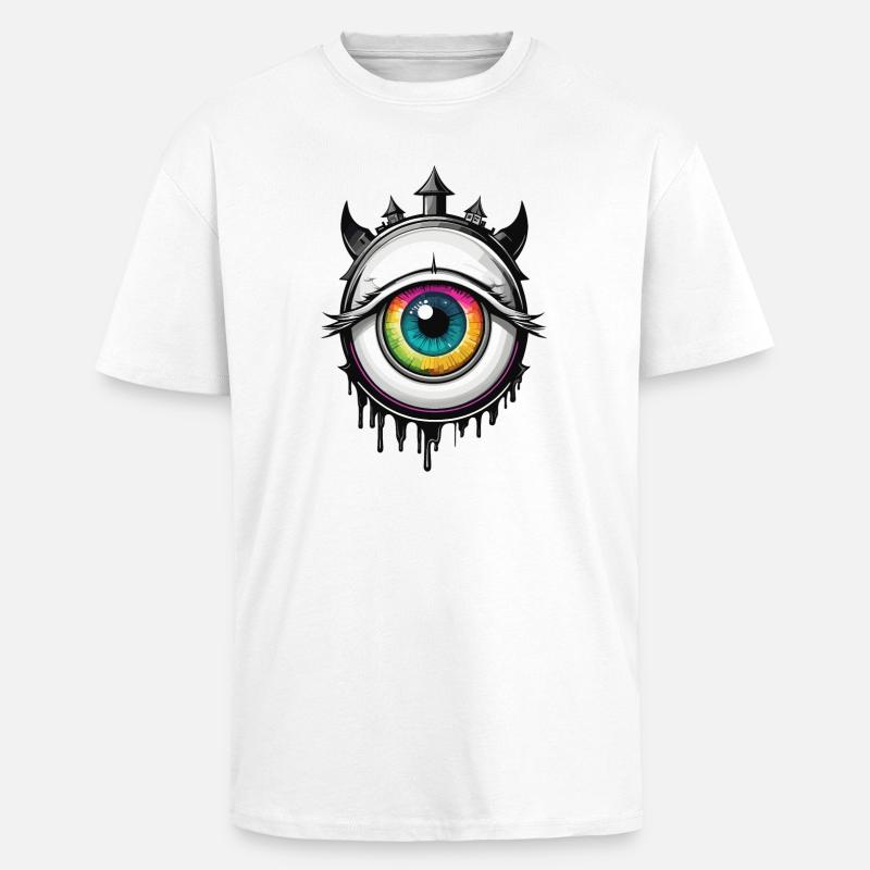 Ojo con cuernos - Camiseta unisex oversize de tejido grueso - blanco
