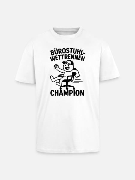 Office Chair Race Champion - Unisex Oversized Heavyweight T-shirt - white