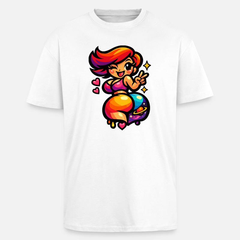 Femme danseuse de l’espace Kawaii - T-shirt unisexe oversize épais - blanc