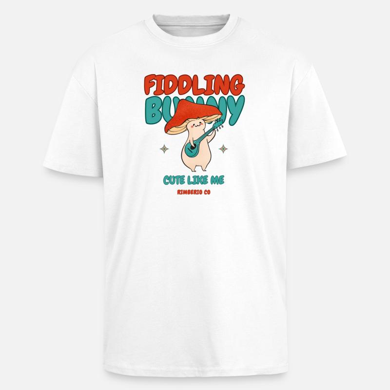 Fiddling Magic Mushroom Rabbit - Unisex Oversized Heavyweight T-shirt - white