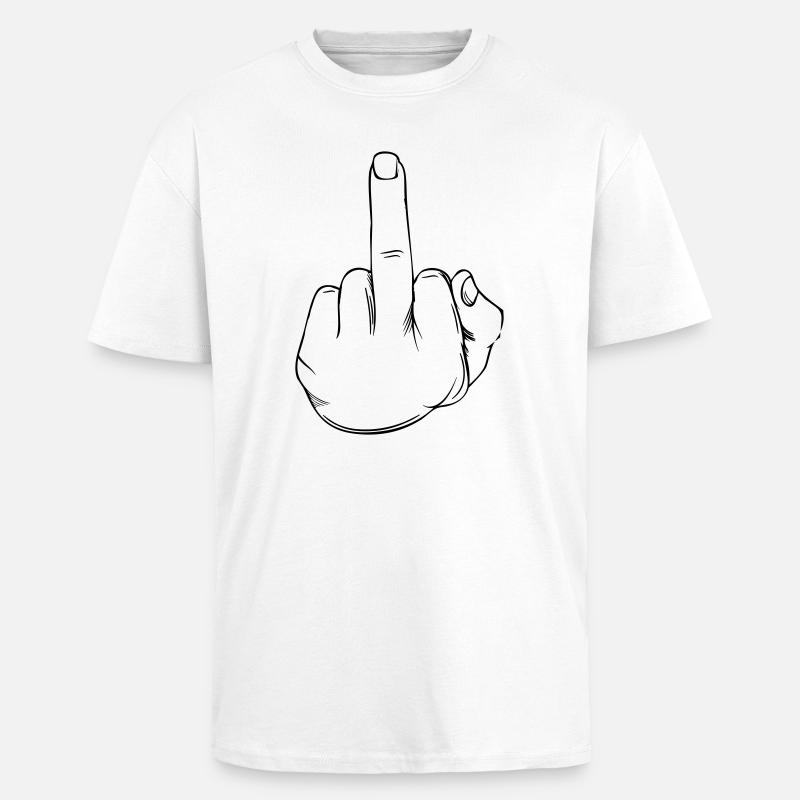 Mittelfinger Statement - Oversized Heavyweight Unisex T-Shirt - Weiß