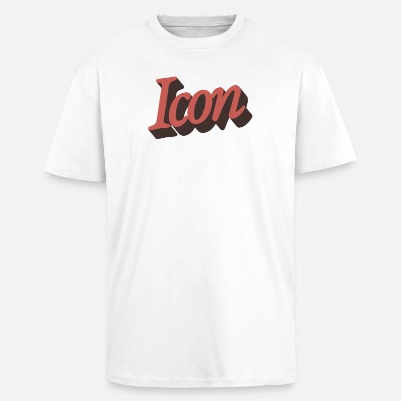 Retro Icon Script in Herbstorange - Oversized Heavyweight Unisex T-Shirt - Weiß